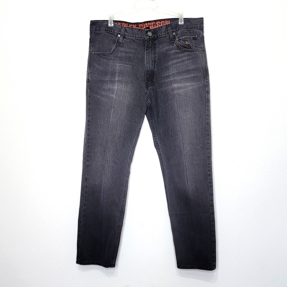Harley Davidson Modern Straight Fit Light Black Jeans Men's Denim Size 36x32